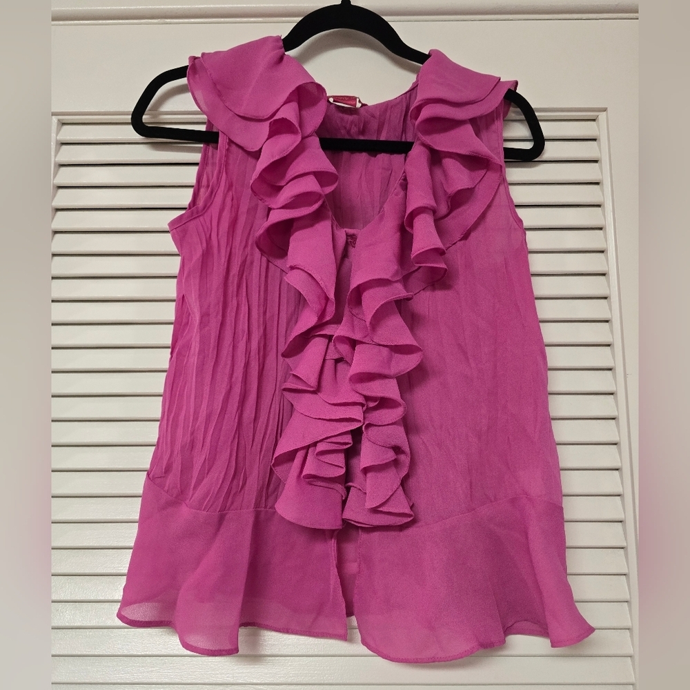 Sunny Leigh - Pink Ruffle Sleeveless Top